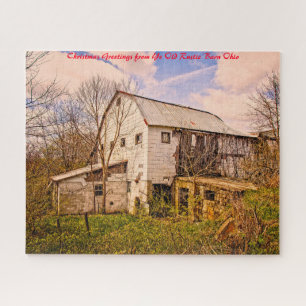 Rustische Scheune Ohio. Weihnachtsgrüße Puzzle