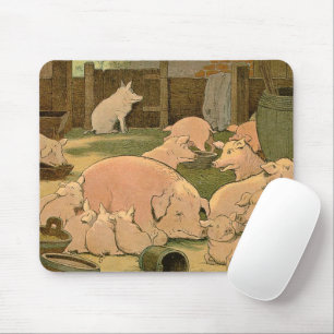 Rustische Schweine und Ferkel im Betrieb Mousepad