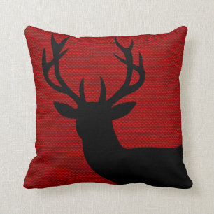 Rustische Silhouette für Hirsch auf Burlap Rotsc Kissen
