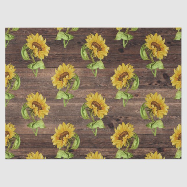 Rustische Sonnenblume auf Holzdekoupage Seidenpapier (Vorderseite)