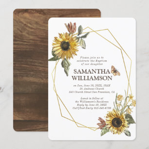 Rustische Sonnenblumen Florals Taufe Einladung