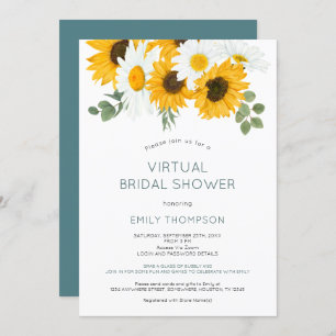 Rustische Sonnenblumen Florals Virtual Brautparty Einladung