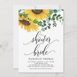 Rustische Sonnenblumen und Eukalyptus-Brautparty Einladung