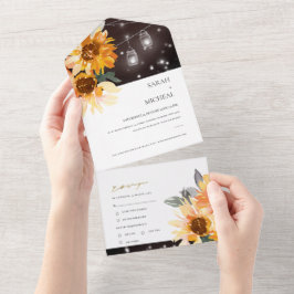 RUSTISCHE SONNENBLUMENFLUSSFLÜCHENFLÄCHEN, DIE ALL IN ONE EINLADUNG