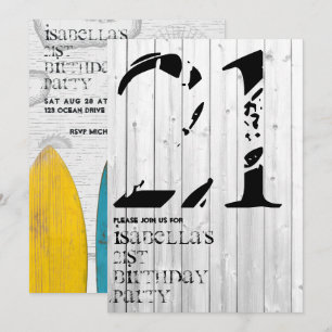 Rustische Surfer Typografie Geburtstagseinladung Einladung