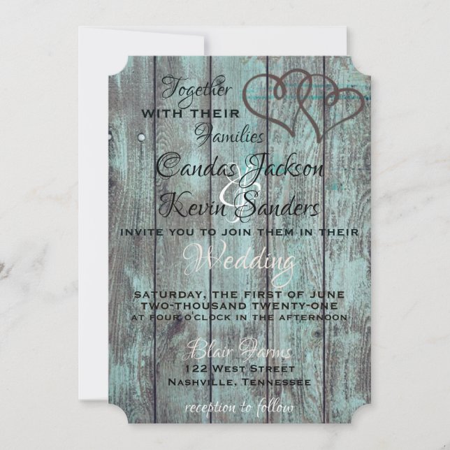 RUSTISCHE TURQUOISE WEDD INVITE EINLADUNG (Vorderseite)