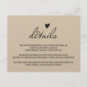 RUSTISCHE WEDD-Detailkarte Begleitkarte