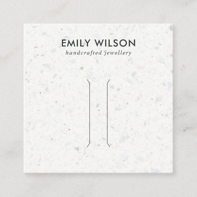 RUSTISCHE WEISSGRAY TERRAZZO HAIR CLIP DISPLAD CAR QUADRATISCHE VISITENKARTE (Vorderseite)