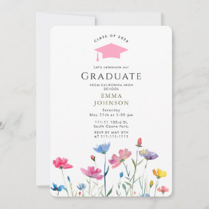 Rustische Wildblume Boho Graduierungspartei Einladung