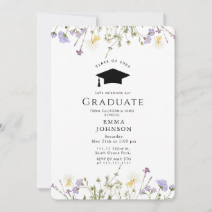 Rustische Wildblume Boho Graduierungspartei Einladung
