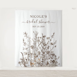 Rustische Wildblumen fallen Brautparty Hintergrund Wandteppich