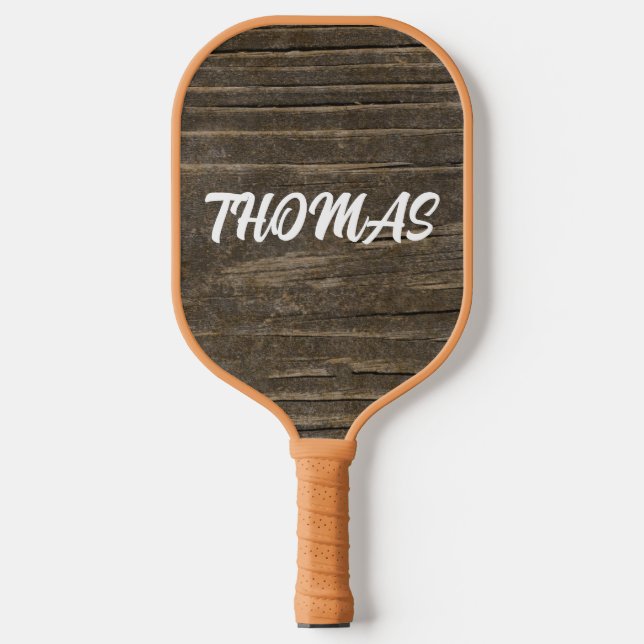RUSTISCHER HOLZMONOGRAMM-SKRIPT-INDIVIDUELLE NAME PICKLEBALL SCHLÄGER (Vorderseite)