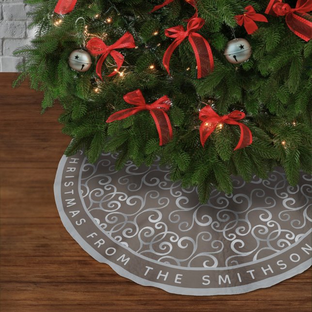 RUSTISCHER TAUPE- UND SILBERCHRISTMAS DAMASK CUSTO POLYESTER WEIHNACHTSBAUMDECKE (Von Creator hochgeladen)