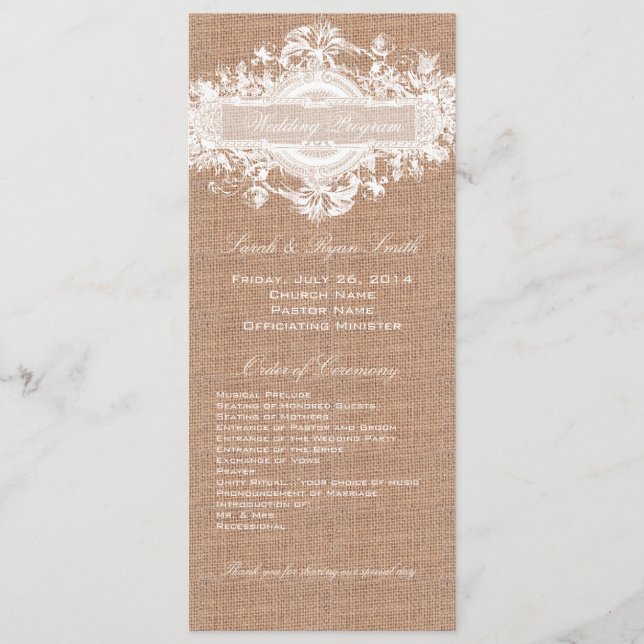 RUSTISCHES BURLAP-FLUSSPROGRAMM PROGRAMM (Vorderseite)
