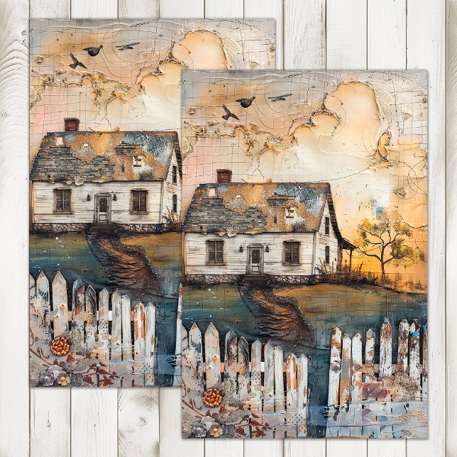 RUSTISCHES LANDWIRTSCHAFTLICHES GEMISCHTES MEDIA A SEIDENPAPIER (RUSTIC FARMHOUSE MIXED MEDIA ART DECOUPAGE TISSUE PAPER)
