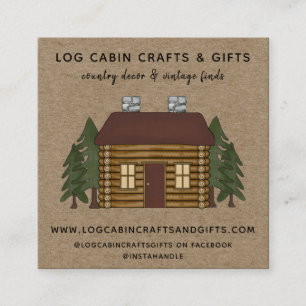 RUSTISCHES PRIMITIVES LAND LOG CABIN AUF KRAFT QUADRATISCHE VISITENKARTE