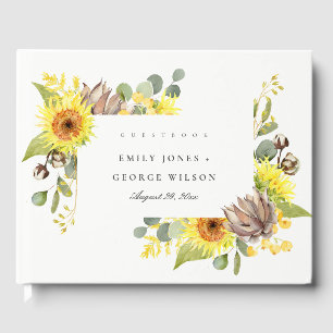 RUSTISCHES SONNENBLUMEN EUCALYPTUS PINENGESCHWEICH GÄSTEBUCH
