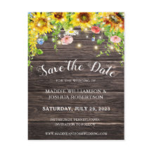 RUSTISCHES SONNENBLUMENLICHT BARNWOOD SAVE THE DAT