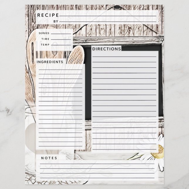 Rustlische Burlap-Rezept-Beilage (Vorderseite)