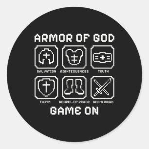 Rüstung des Christlichen Videospiels von God Pixel Runder Aufkleber