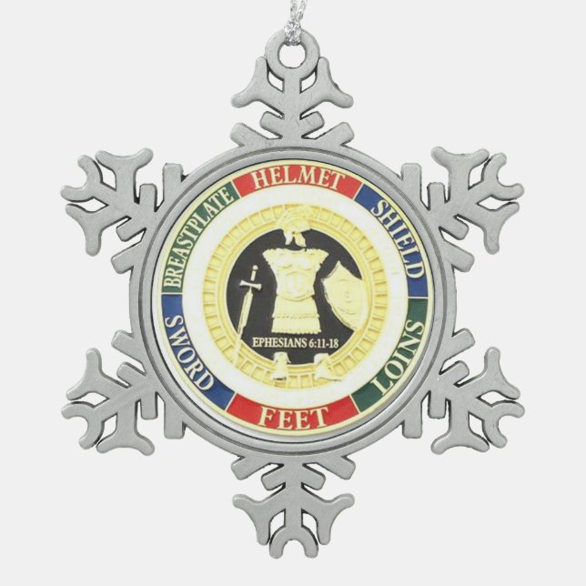 RÜSTUNG DES GOTTES SCHNEEFLOCKEN Zinn-Ornament (Vorderseite)