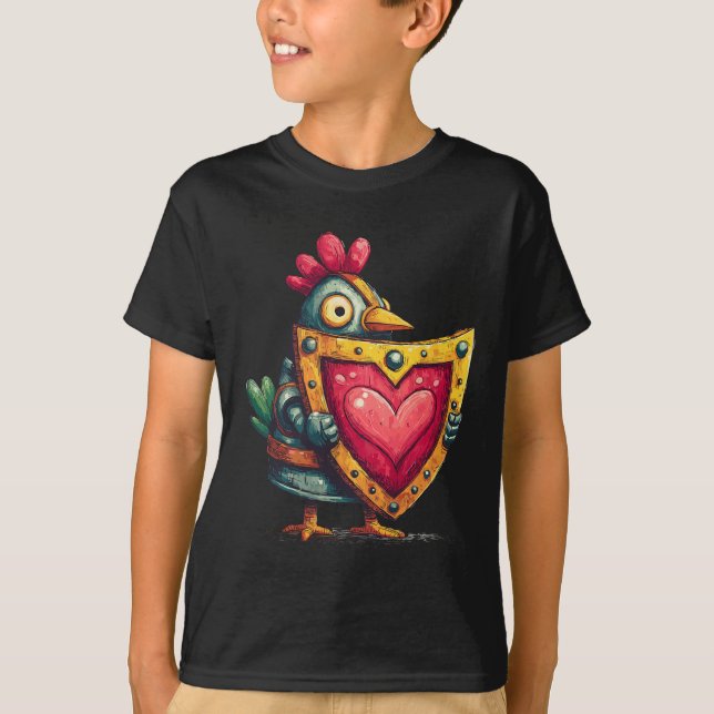 Rüstung Vogel Paladin Mit Herz Schild Liebe Protec T-Shirt (Vorderseite)