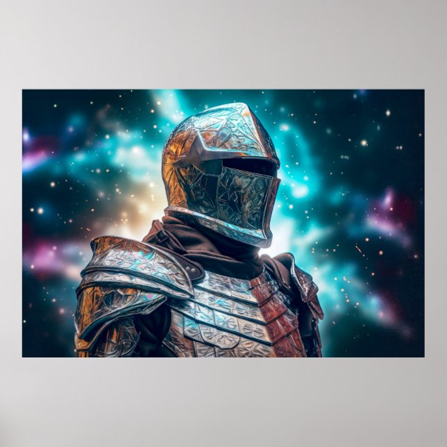 Rüstungskrieger Fantastisch kosmisch magisch Poster (Vorne)