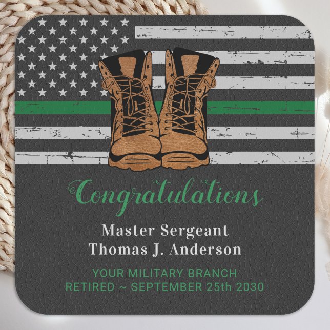 Rüstungsleder-Grüne Linie Quadratischer Aufkleber (Von Creator hochgeladen)