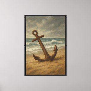 Rusty Anchor an der Küste Leinwanddruck