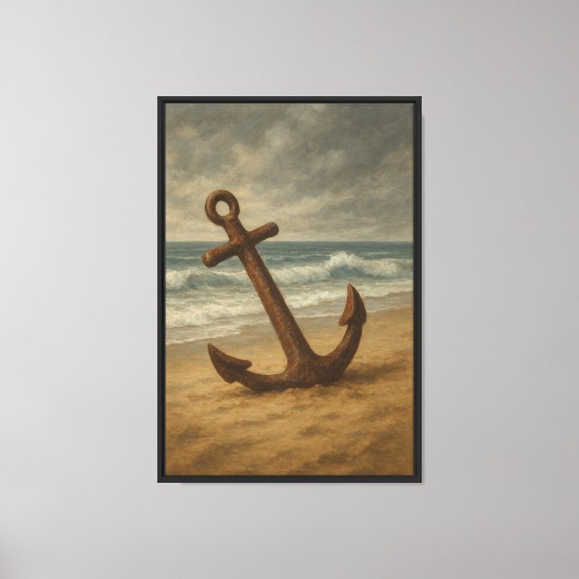 Rusty Anchor an der Küste Leinwanddruck (Vorderseite)