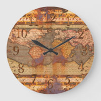 Rusty Antique Old World Map History Designer Clock