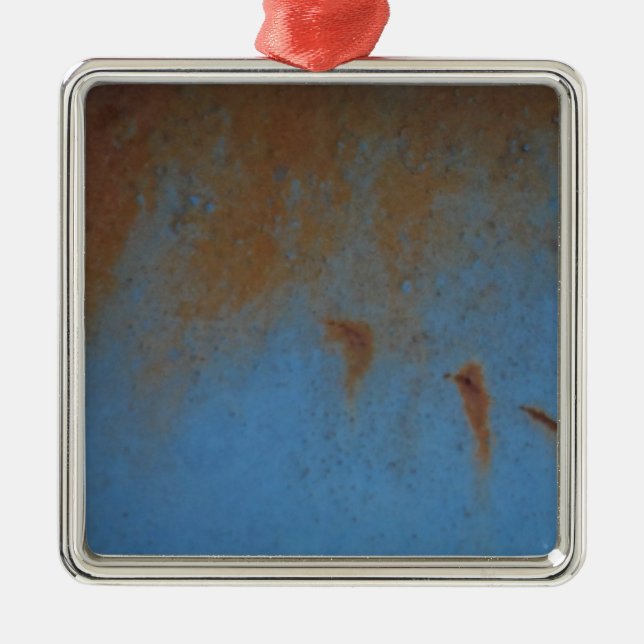 Rusty Blue Hintergrund Silbernes Ornament (Vorne)