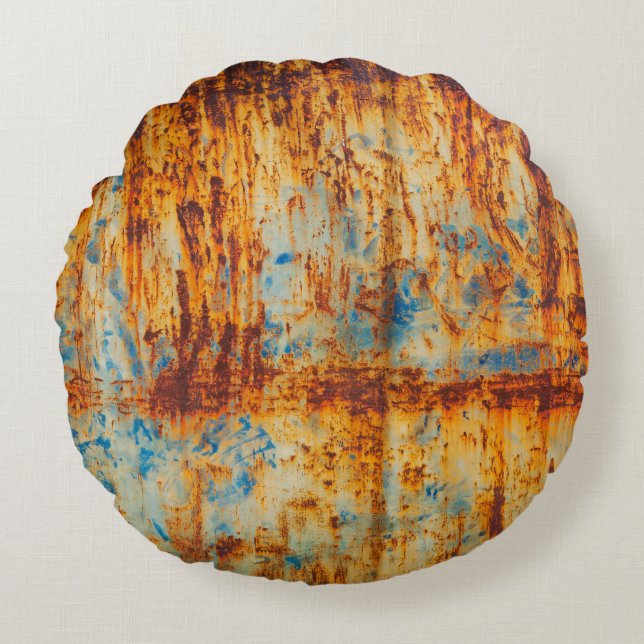 Rusty Blue Metal Textur Rundes Kissen (Vorderseite)