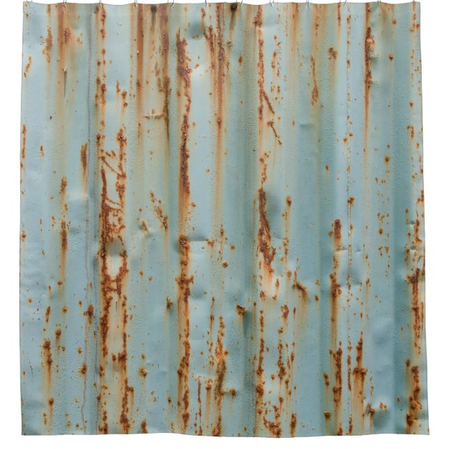 Rusty Blue Painted Metal Texture Duschvorhang (Vorderseite)