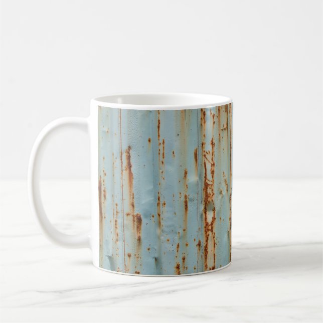 Rusty Blue Painted Metal Texture Kaffeetasse (Links)
