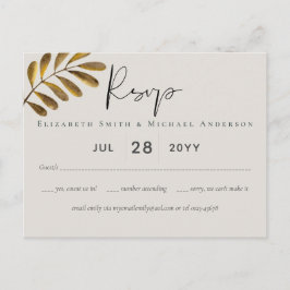 Rusty Bronze Leaf Wedding RSVP Postkarte
