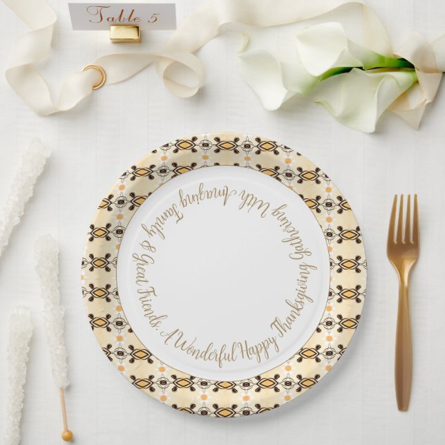 Rusty Brown mit Muster Pappteller (Hochzeit)