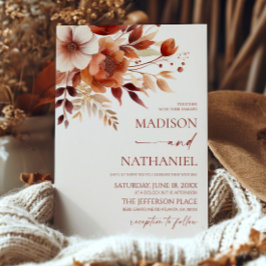 Rusty Burgundy Brown Blumengarten Hochzeit Einladung