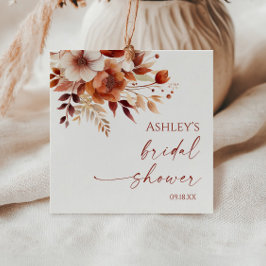 Rusty Burgundy Brown Floral Blume Brautparty Geschenkanhänger