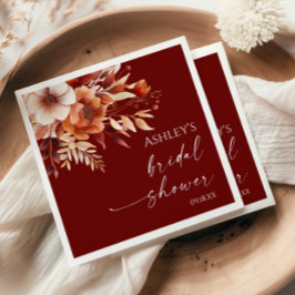 Rusty Burgundy Brown Floral Blume Brautparty Serviette