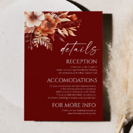 Rusty Burgundy Brown Floral Blume Hochzeiten Detai Begleitkarte