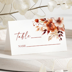 Rusty Burgundy Brown Floral Blume Wedding Platzkarte