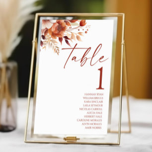 Rusty Burgundy Brown Floral Blume Wedding Tischnummer