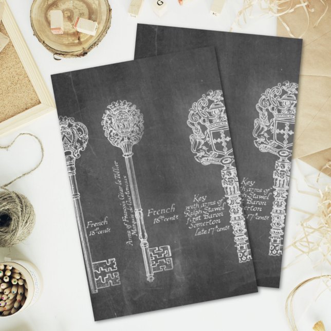 Rusty Chalkboard Viktorianische Steampunk-Skelettt Seidenpapier (Rusty Chalkboard Victorian steampunk skeleton keys Tissue Paper)