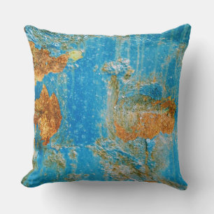 Rusty Distressed Blue Metal Kissen
