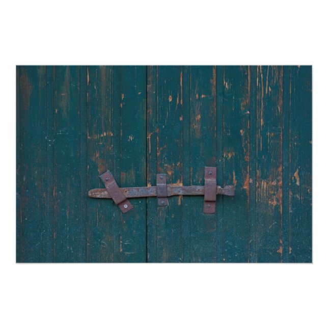 Rusty Door Riegel an der grünen Tür Poster (Vorderseite)