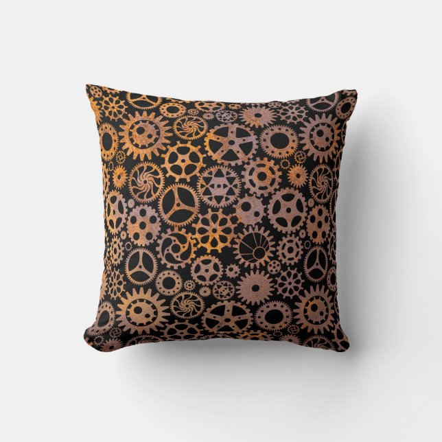 Rusty Gears Steampunk Kissen (Vorderseite)