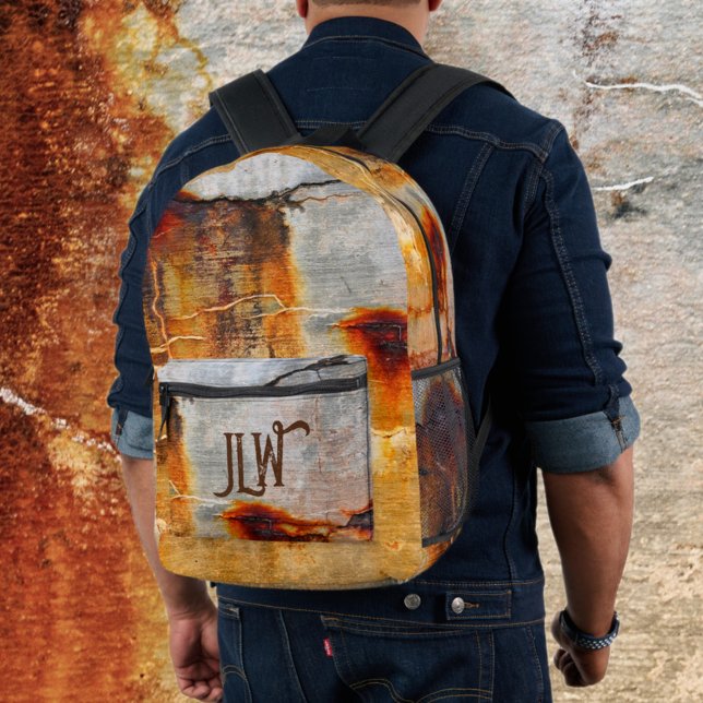Rusty Gray and Orange Urban Grunge Industrial Bedruckter Rucksack (Von Creator hochgeladen)