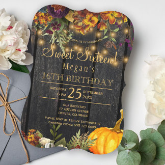 Rusty Herbst florale Chic 16 . Geburtstag Geburtst Einladung