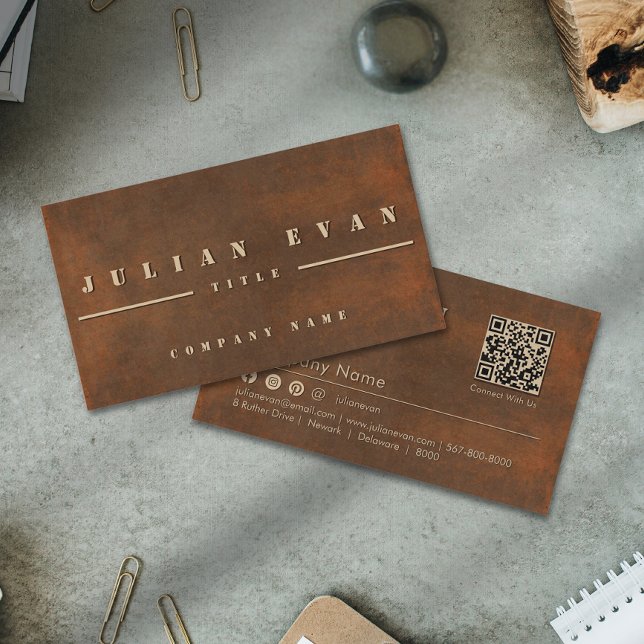 Rusty Iron Bold Stencil Typografy Metal Visitenkarte (Modern Rusty Iron Steel Bold Stencil Metal Business Card )